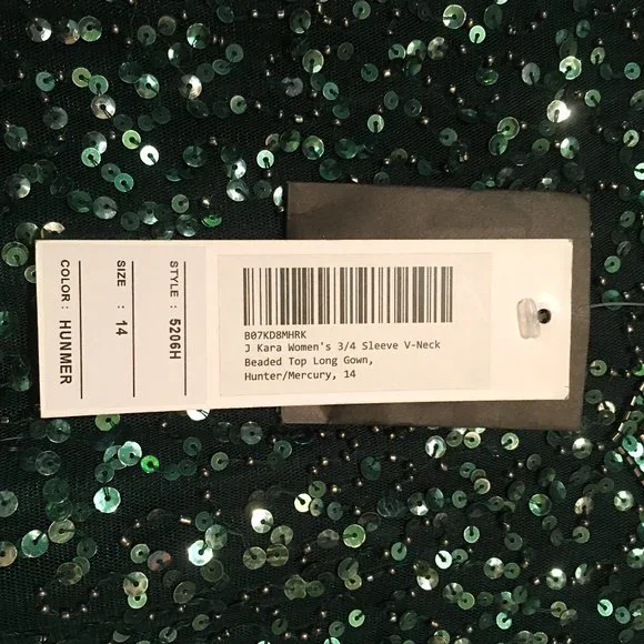 J KARA 3/4 Sleeve V-Neck Beaded Top Long Gown  NEW WITH TAGS! - Picture 14 of 16